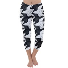 Swan Black Animals Fly Capri Winter Leggings  by Mariart