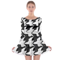 Swan Black Animals Fly Long Sleeve Skater Dress by Mariart