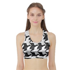 Swan Black Animals Fly Sports Bra With Border by Mariart