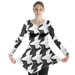 Swan Black Animals Fly Long Sleeve Tunic  by Mariart