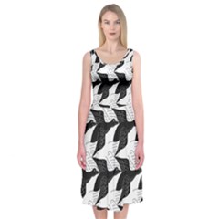 Swan Black Animals Fly Midi Sleeveless Dress by Mariart