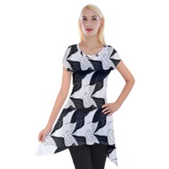 Swan Black Animals Fly Short Sleeve Side Drop Tunic by Mariart