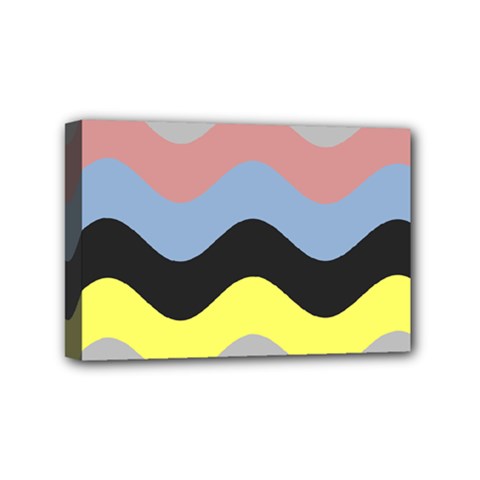 Wave Waves Chevron Sea Beach Rainbow Mini Canvas 6  X 4  by Mariart