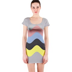 Wave Waves Chevron Sea Beach Rainbow Short Sleeve Bodycon Dress by Mariart