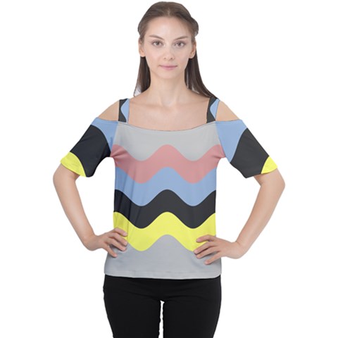 Wave Waves Chevron Sea Beach Rainbow Women s Cutout Shoulder Tee by Mariart