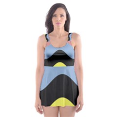 Wave Waves Chevron Sea Beach Rainbow Skater Dress Swimsuit