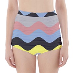 Wave Waves Chevron Sea Beach Rainbow High-waisted Bikini Bottoms by Mariart