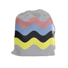 Wave Waves Chevron Sea Beach Rainbow Drawstring Pouches (extra Large) by Mariart