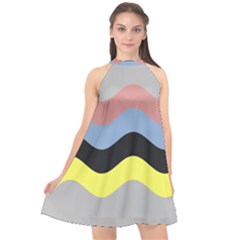 Wave Waves Chevron Sea Beach Rainbow Halter Neckline Chiffon Dress  by Mariart