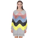 Wave Waves Chevron Sea Beach Rainbow Long Sleeve Chiffon Shift Dress  View1