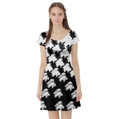 Transforming Escher Tessellations Full Page Dragon Black Animals Short Sleeve Skater Dress by Mariart