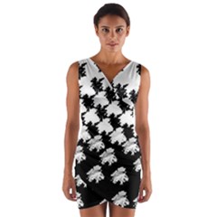 Transforming Escher Tessellations Full Page Dragon Black Animals Wrap Front Bodycon Dress by Mariart