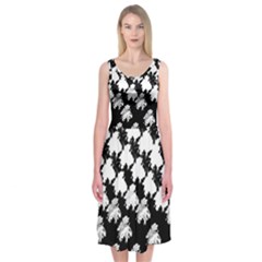 Transforming Escher Tessellations Full Page Dragon Black Animals Midi Sleeveless Dress by Mariart