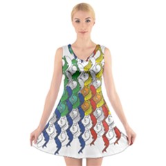 Rainbow Fish V-neck Sleeveless Skater Dress by Mariart