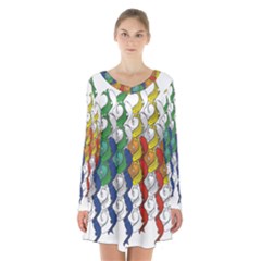 Rainbow Fish Long Sleeve Velvet V-neck Dress by Mariart