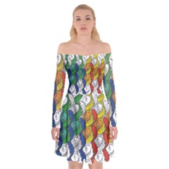 Rainbow Fish Off Shoulder Skater Dress by Mariart