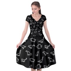 Dinosaurs Pattern Cap Sleeve Wrap Front Dress by Valentinaart