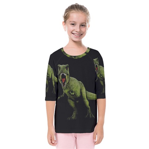 Dinosaurs T-rex Kids  Quarter Sleeve Raglan Tee by Valentinaart