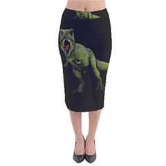 Dinosaurs T-rex Velvet Midi Pencil Skirt by Valentinaart