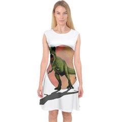 Dinosaurs T-rex Capsleeve Midi Dress by Valentinaart