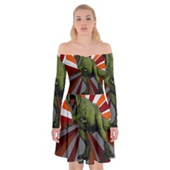 Dinosaurs T-rex Off Shoulder Skater Dress