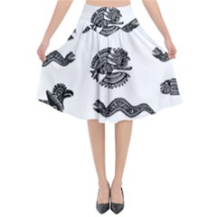 Aztecs Pattern Flared Midi Skirt by Valentinaart