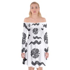 Aztecs Pattern Off Shoulder Skater Dress