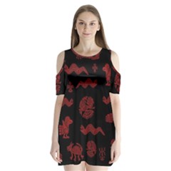 Aztecs Pattern Shoulder Cutout Velvet  One Piece by Valentinaart