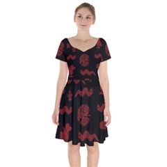 Aztecs Pattern Short Sleeve Bardot Dress