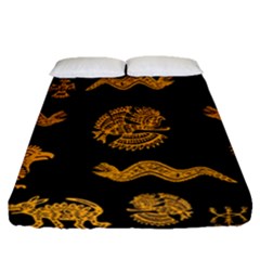 Aztecs Pattern Fitted Sheet (queen Size) by Valentinaart