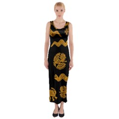 Aztecs Pattern Fitted Maxi Dress