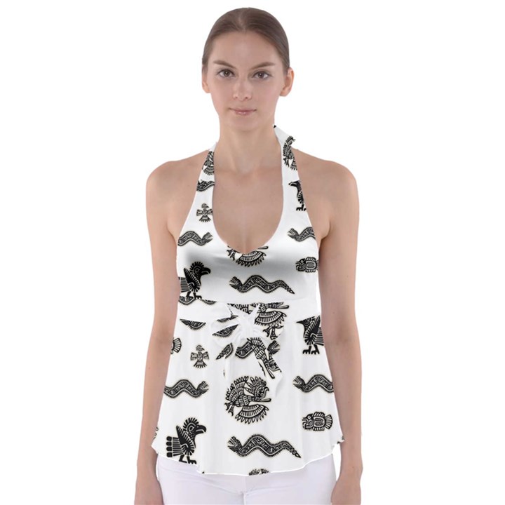 Aztecs pattern Babydoll Tankini Top