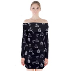 Chimpanzee Long Sleeve Off Shoulder Dress by Valentinaart