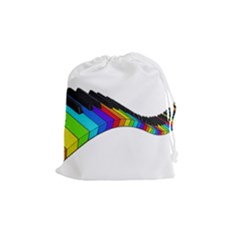 Rainbow Piano  Drawstring Pouches (medium) 