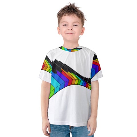 Rainbow Piano  Kids  Cotton Tee by Valentinaart