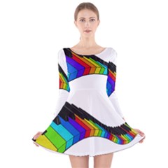 Rainbow Piano  Long Sleeve Velvet Skater Dress by Valentinaart