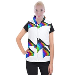 Rainbow Piano  Women s Button Up Puffer Vest by Valentinaart