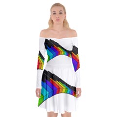 Rainbow Piano  Off Shoulder Skater Dress by Valentinaart