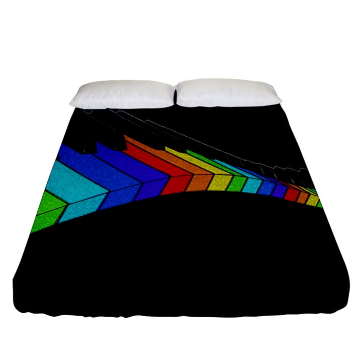 Rainbow piano  Fitted Sheet (Queen Size)