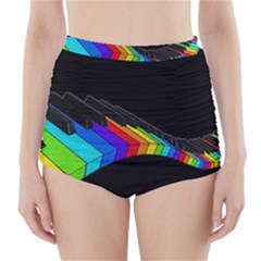 Rainbow Piano  High-waisted Bikini Bottoms by Valentinaart