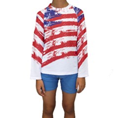 American Flag Kids  Long Sleeve Swimwear by Valentinaart