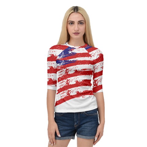 American Flag Quarter Sleeve Tee by Valentinaart