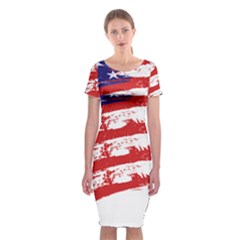 American Flag Classic Short Sleeve Midi Dress by Valentinaart