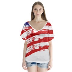 American Flag Flutter Sleeve Top by Valentinaart