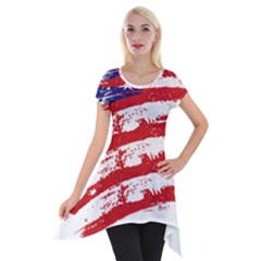 American Flag Short Sleeve Side Drop Tunic by Valentinaart