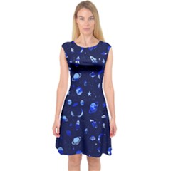 Space Pattern Capsleeve Midi Dress by ValentinaDesign