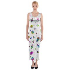 Space Pattern Fitted Maxi Dress by ValentinaDesign