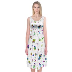 Space Pattern Midi Sleeveless Dress by ValentinaDesign