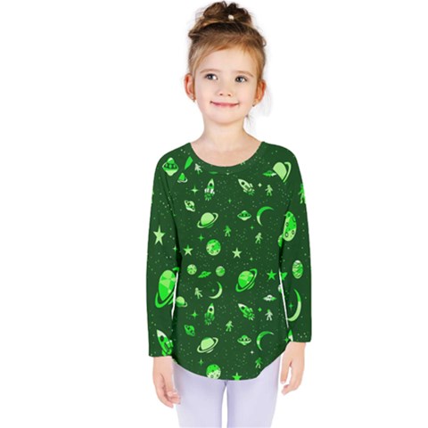 Space Pattern Kids  Long Sleeve Tee by ValentinaDesign