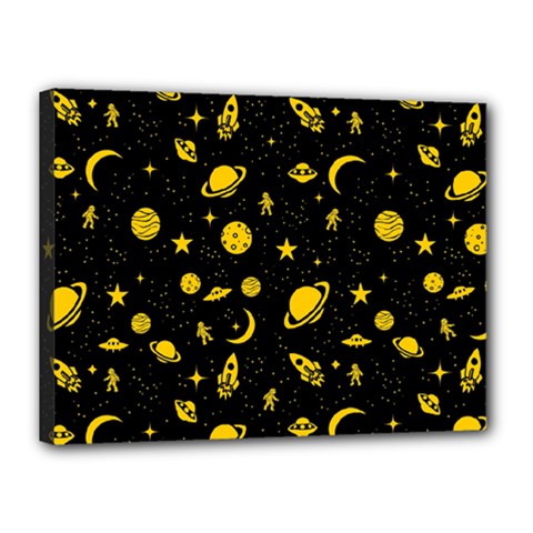 Space Pattern Canvas 16  X 12  by ValentinaDesign